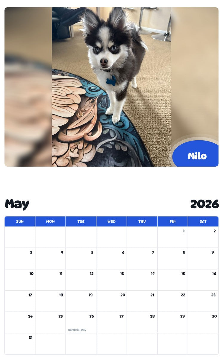2026 - 2027 Milo - Pawidols Pet Calendar