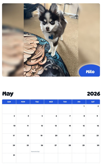 2026 - 2027 Milo - Pawidols Pet Calendar