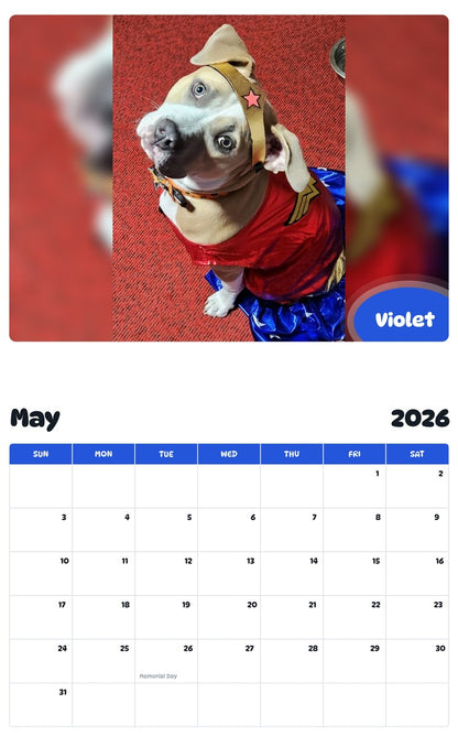 2026 - 2027 Violet - Pawidols Pet Calendar