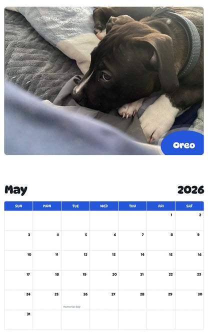 2026 - 2027 Oreo - Pawidols Pet Calendar