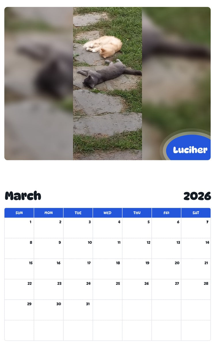 November 2025 - October 2026 Luciher - Pawidols Pet Calendar