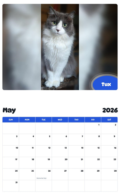 2026 - 2027 Tux - Pawidols Pet Calendar