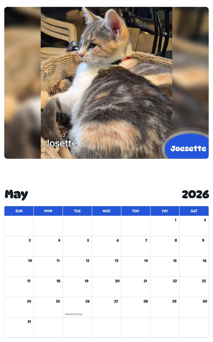 2026 - 2027 Joesette - Pawidols Pet Calendar