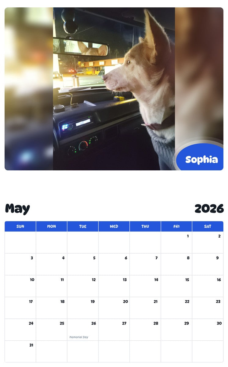 2026 - 2027 Sophia - Pawidols Pet Calendar