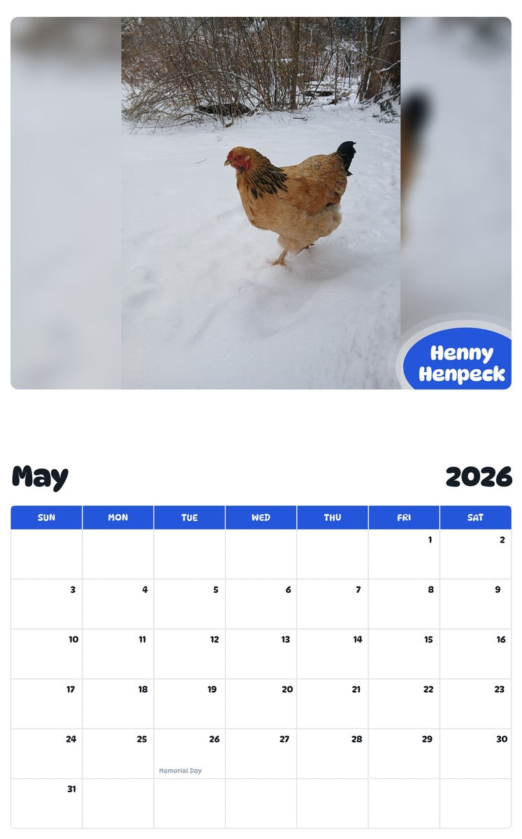 2026 - 2027 Henny Henpeck - Pawidols Pet Calendar