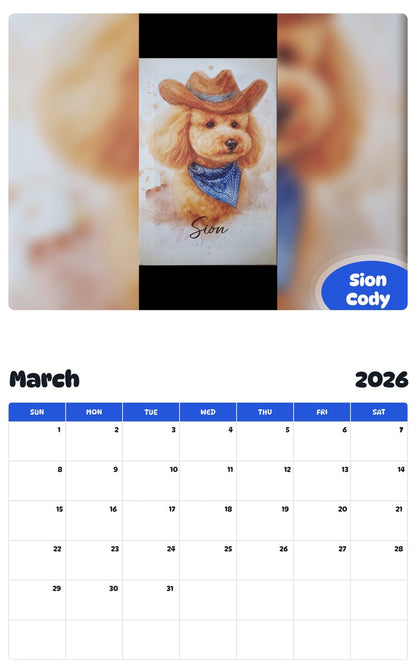 November 2025 - October 2026 Sion Cody - Pawidols Pet Calendar