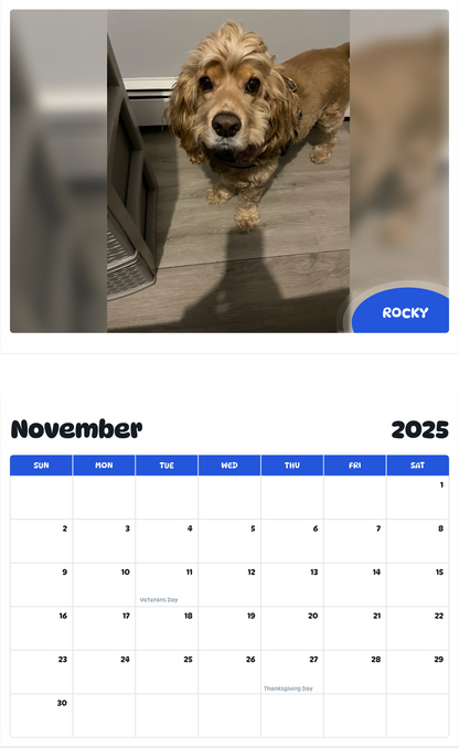 July 2025 - June 2026 Rocky - Pawidols Pet Calendar