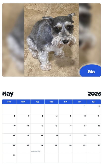 2026 - 2027 Mia - Pawidols Pet Calendar