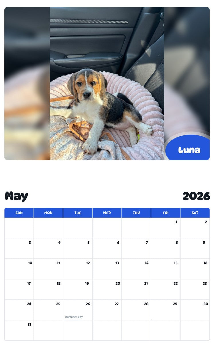 2026 - 2027 Luna - Pawidols Pet Calendar