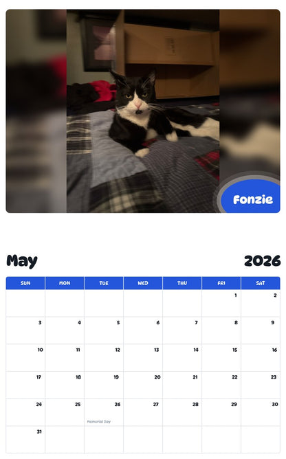 2026 - 2027 Fonzie - Pawidols Pet Calendar