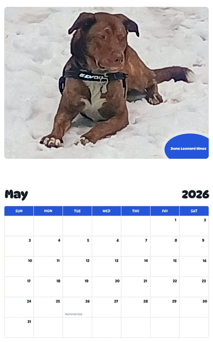 2026 - 2027 Dune Leonard Hines - Pawidols Pet Calendar