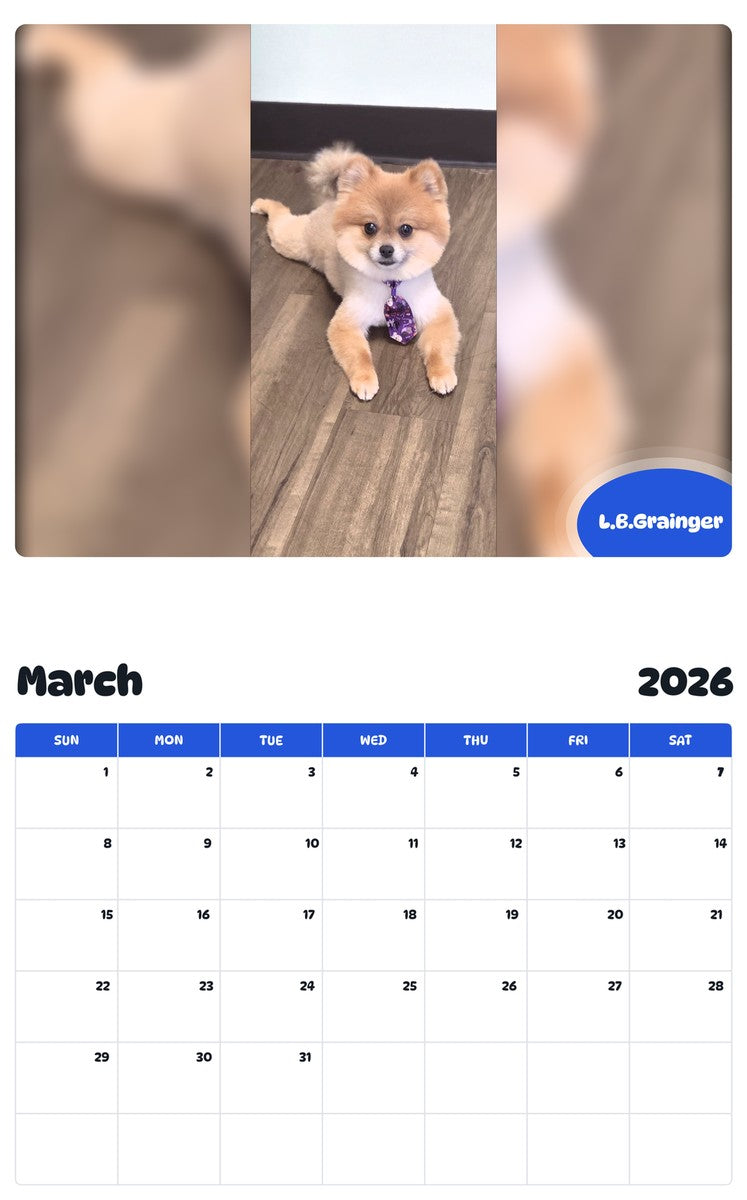 November 2025 - October 2026 L.B.Grainger - Pawidols Pet Calendar