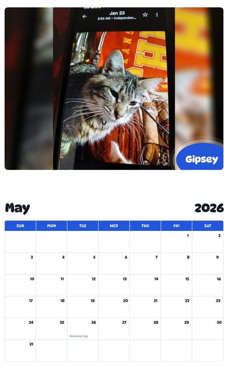 2026 - 2027 Gipsey - Pawidols Pet Calendar