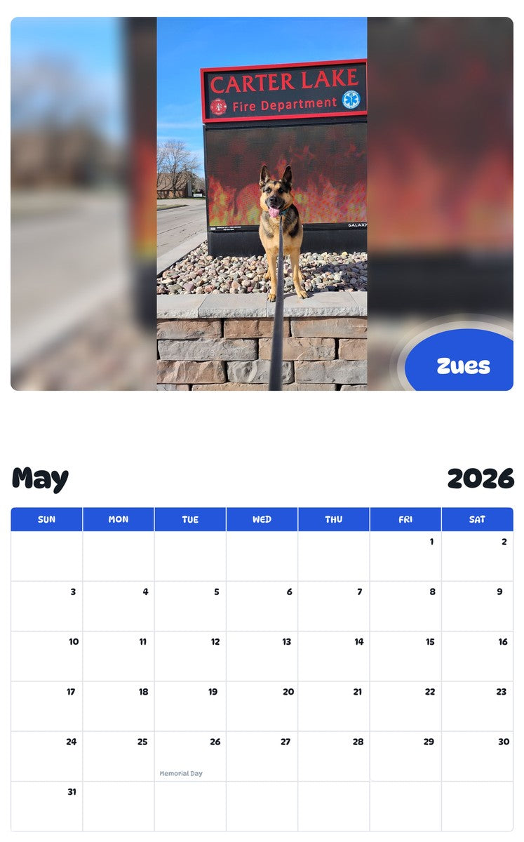 2026 - 2027 Zues - Pawidols Pet Calendar