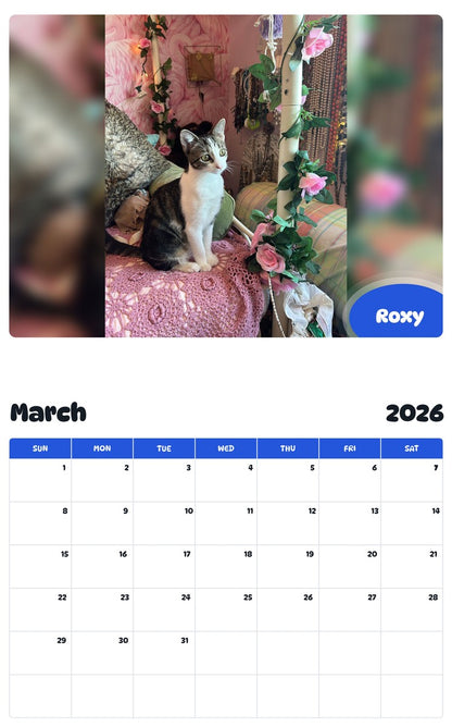 November 2025 - October 2026 Roxy - Pawidols Pet Calendar