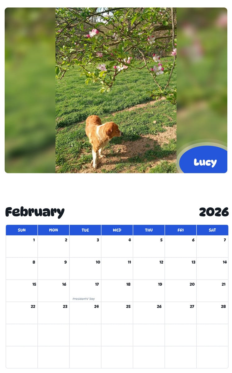October 2025 - September 2026 Lucy - Pawidols Pet Calendar