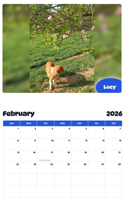 October 2025 - September 2026 Lucy - Pawidols Pet Calendar