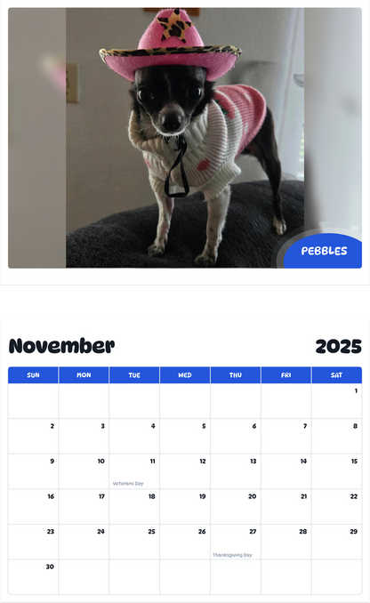 July 2025 - June 2026 Pebbles - Pawidols Pet Calendar