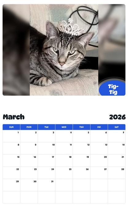 November 2025 - October 2026 Tig-Tig - Pawidols Pet Calendar