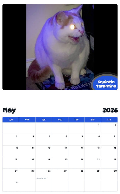 2026 - 2027 Squintin Tarantino - Pawidols Pet Calendar