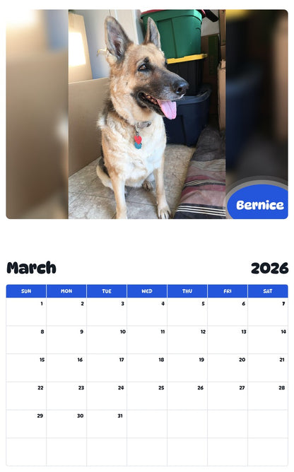 November 2025 - October 2026 Bernice - Pawidols Pet Calendar
