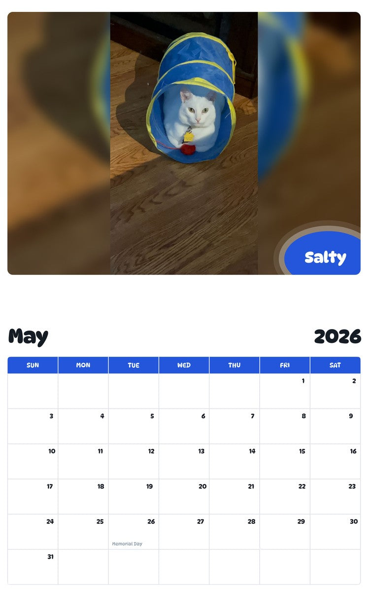 2026 - 2027 Salty - Pawidols Pet Calendar