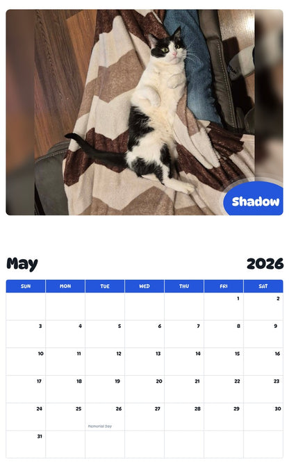 2026 - 2027 Shadow - Pawidols Pet Calendar