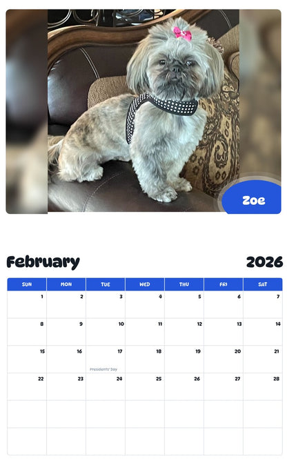 October 2025 - September 2026 Zoe - Pawidols Pet Calendar