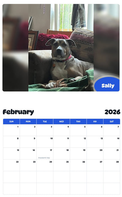 October 2025 - September 2026 Sally - Pawidols Pet Calendar