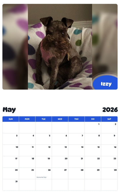 2026 - 2027 Izzy - Pawidols Pet Calendar