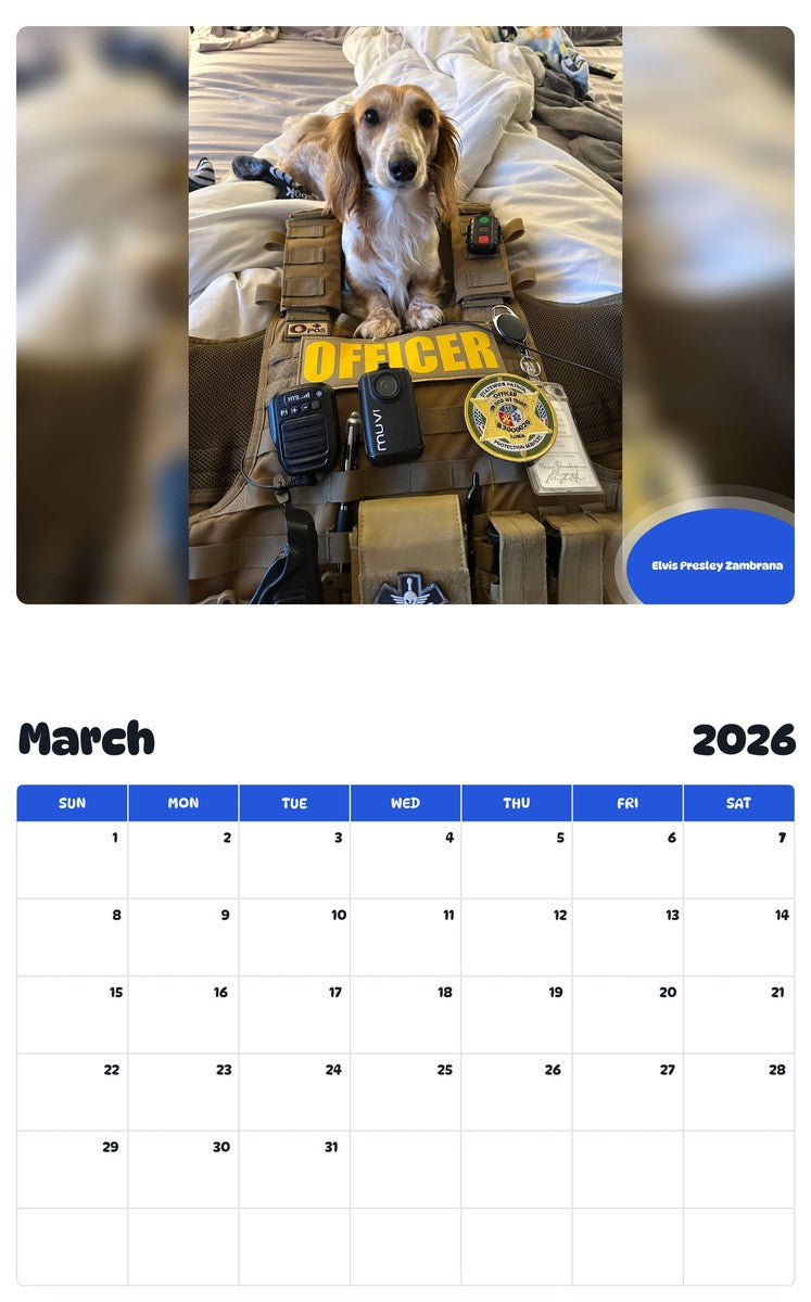 November 2025 - October 2026 Elvis Presley Zambrana - Pawidols Pet Calendar