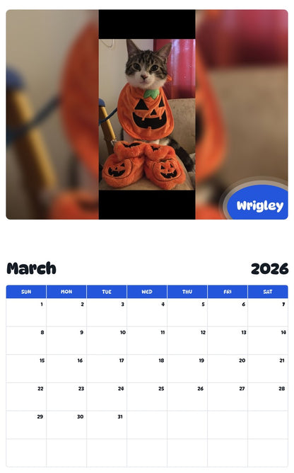 November 2025 - October 2026 Wrigley - Pawidols Pet Calendar