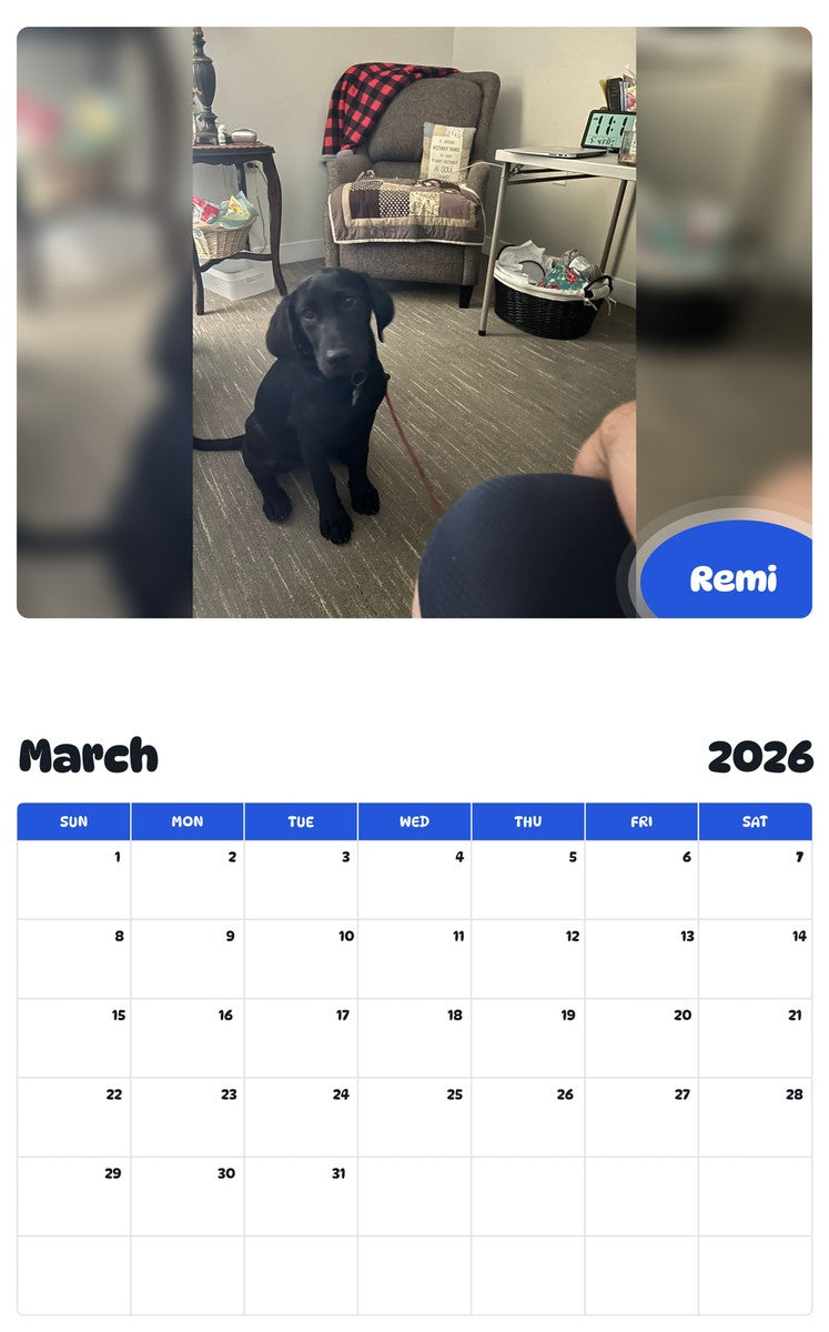 November 2025 - October 2026 Remi - Pawidols Pet Calendar