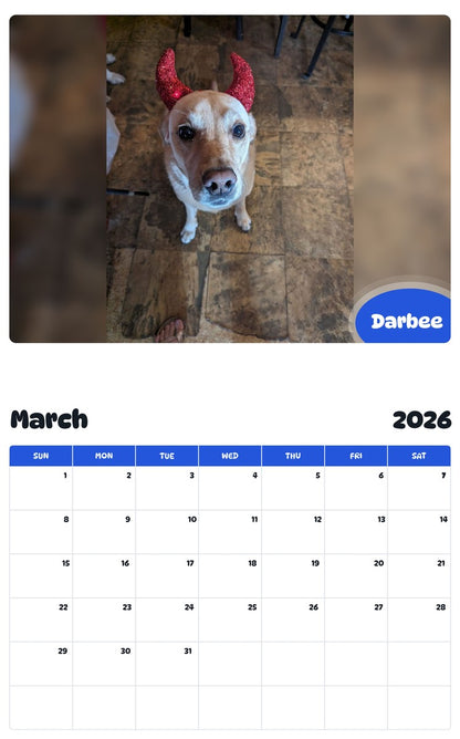 November 2025 - October 2026 Darbee - Pawidols Pet Calendar