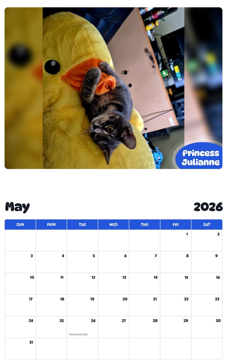 2026 - 2027 Princess Julianne - Pawidols Pet Calendar