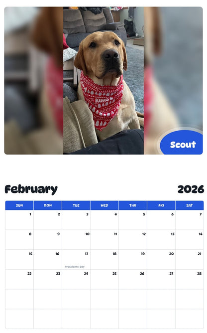 October 2025 - September 2026 Scout - Pawidols Pet Calendar