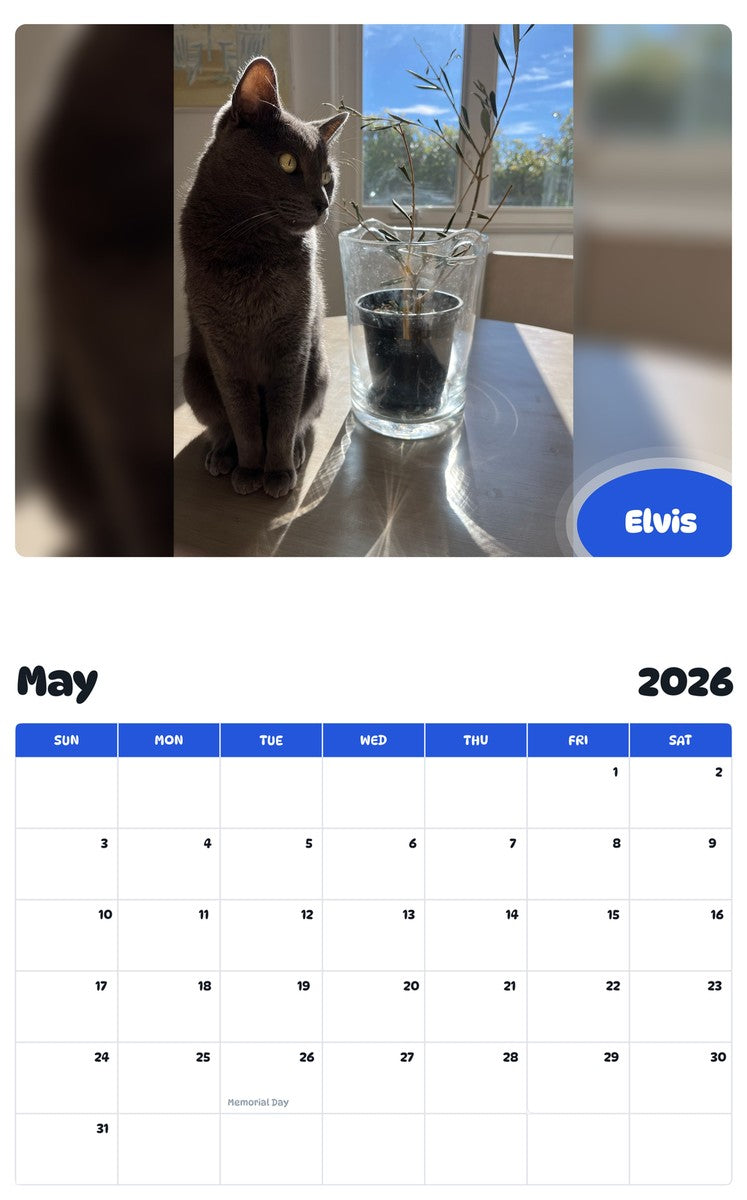 2026 - 2027 Elvis - Pawidols Pet Calendar