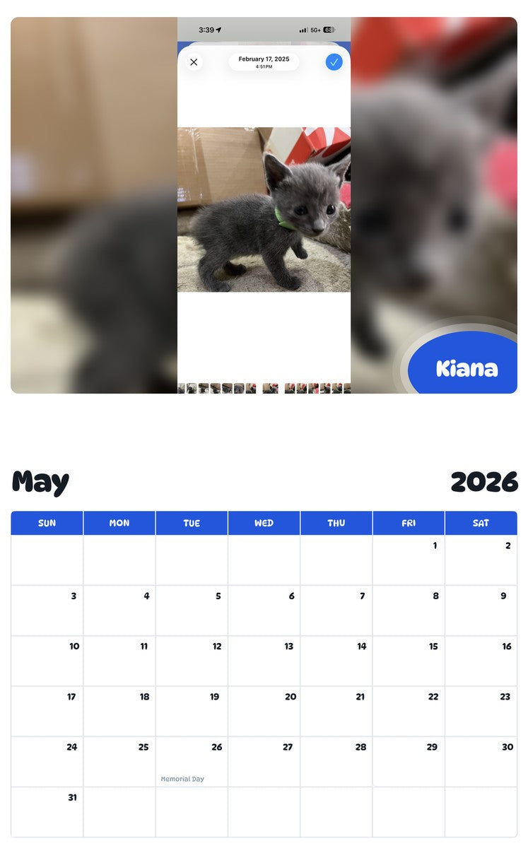2026 - 2027 Kiana - Pawidols Pet Calendar