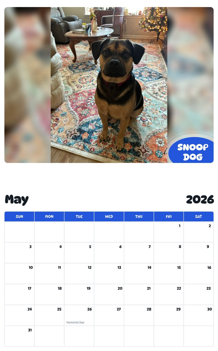 2026 - 2027 SNOOP DOG - Pawidols Pet Calendar