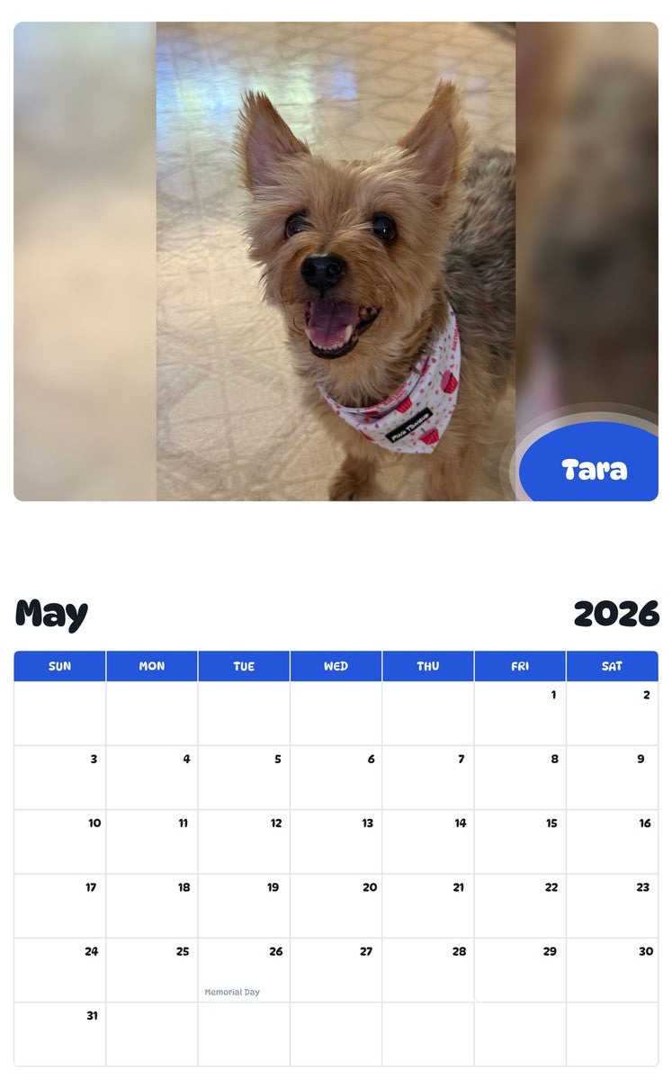 2026 - 2027 Tara - Pawidols Pet Calendar