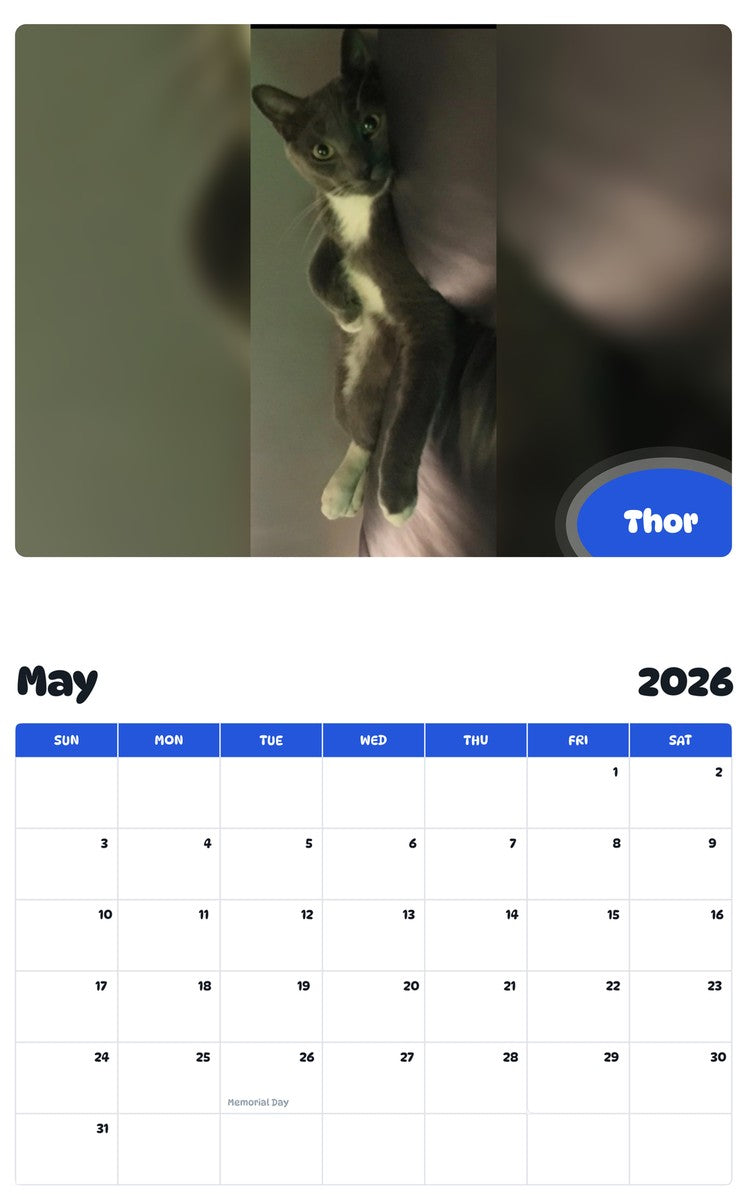 2026 - 2027 Thor - Pawidols Pet Calendar