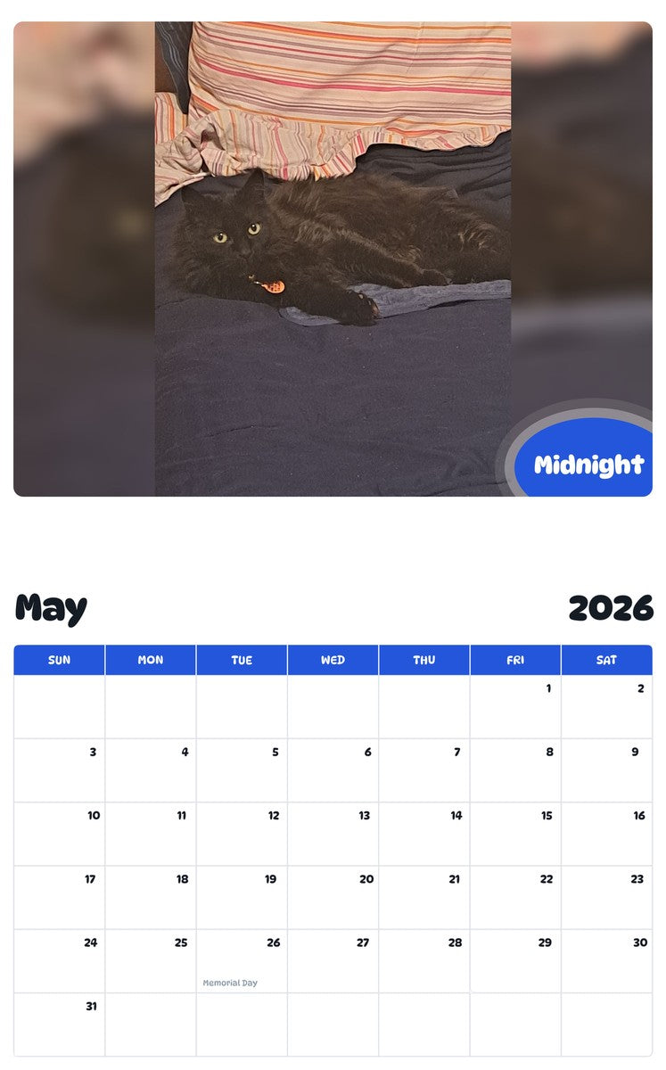 2026 - 2027 Midnight - Pawidols Pet Calendar