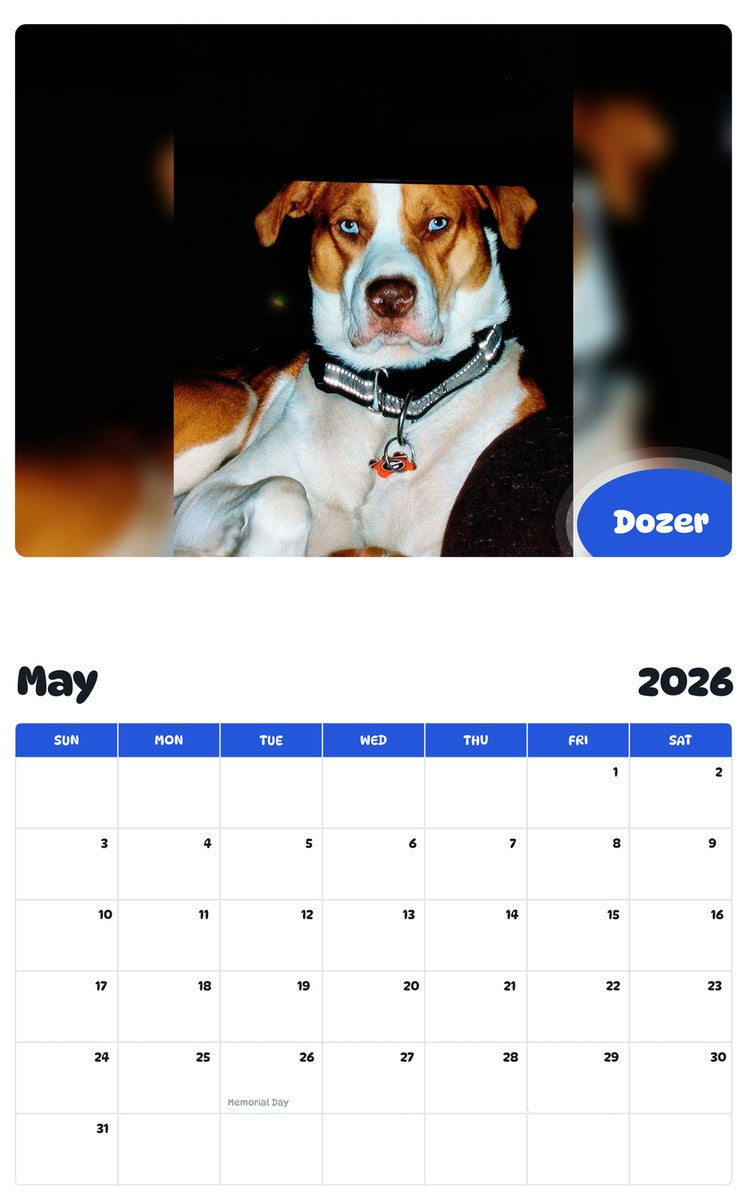 2026 - 2027 Dozer - Pawidols Pet Calendar