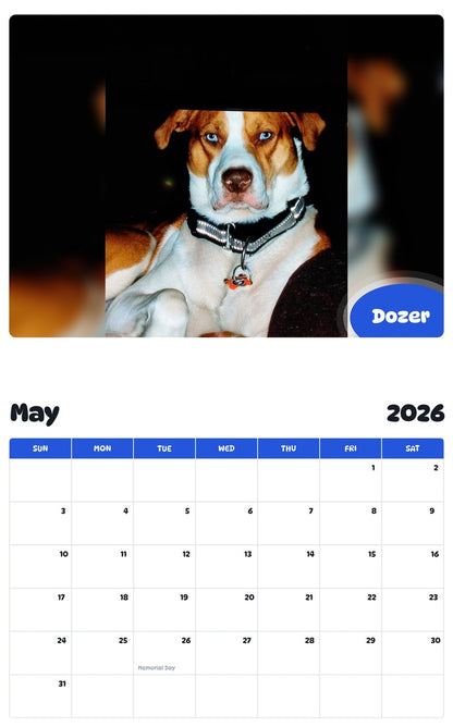 2026 - 2027 Dozer - Pawidols Pet Calendar
