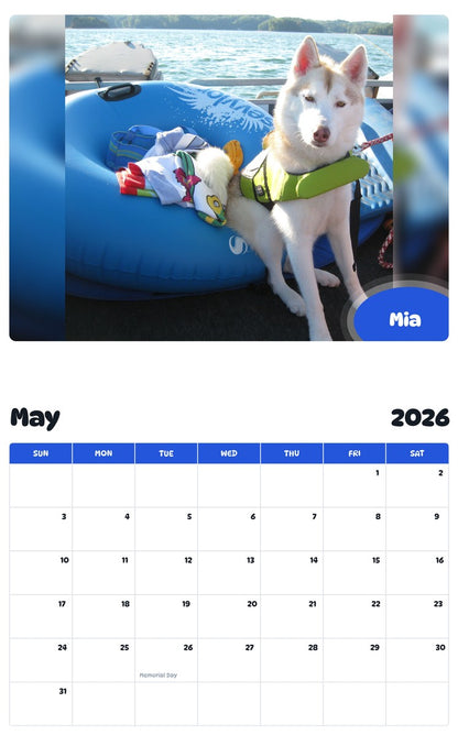 2026 - 2027 Mia - Pawidols Pet Calendar