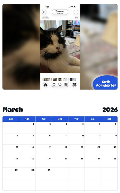 November 2025 - October 2026 Seth Poindexter - Pawidols Pet Calendar