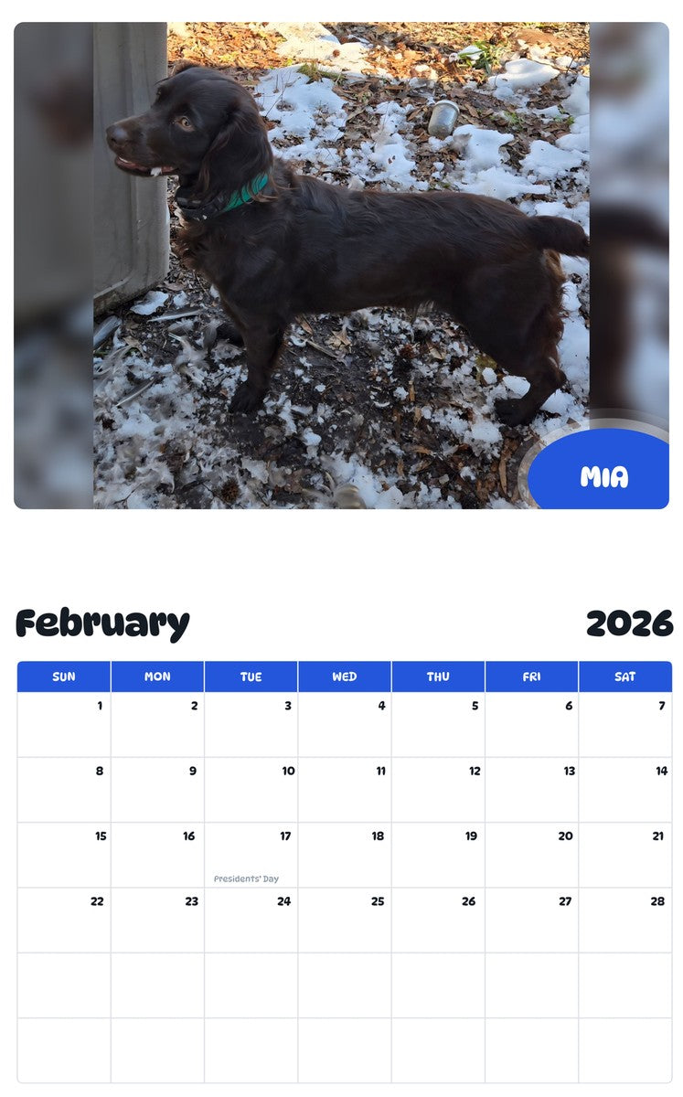 November 2025 - October 2026 MIA - Pawidols Pet Calendar