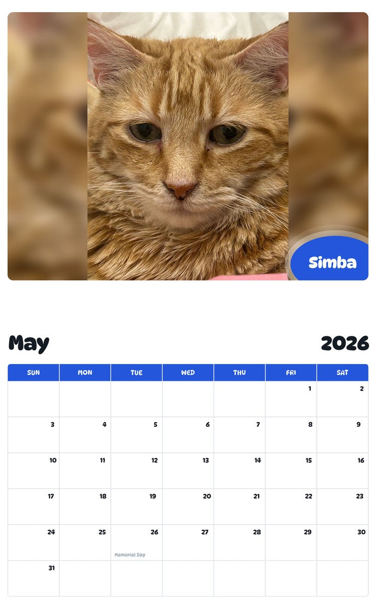 2026 - 2027 Simba - Pawidols Pet Calendar