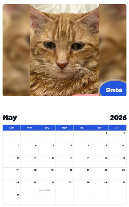 2026 - 2027 Simba - Pawidols Pet Calendar