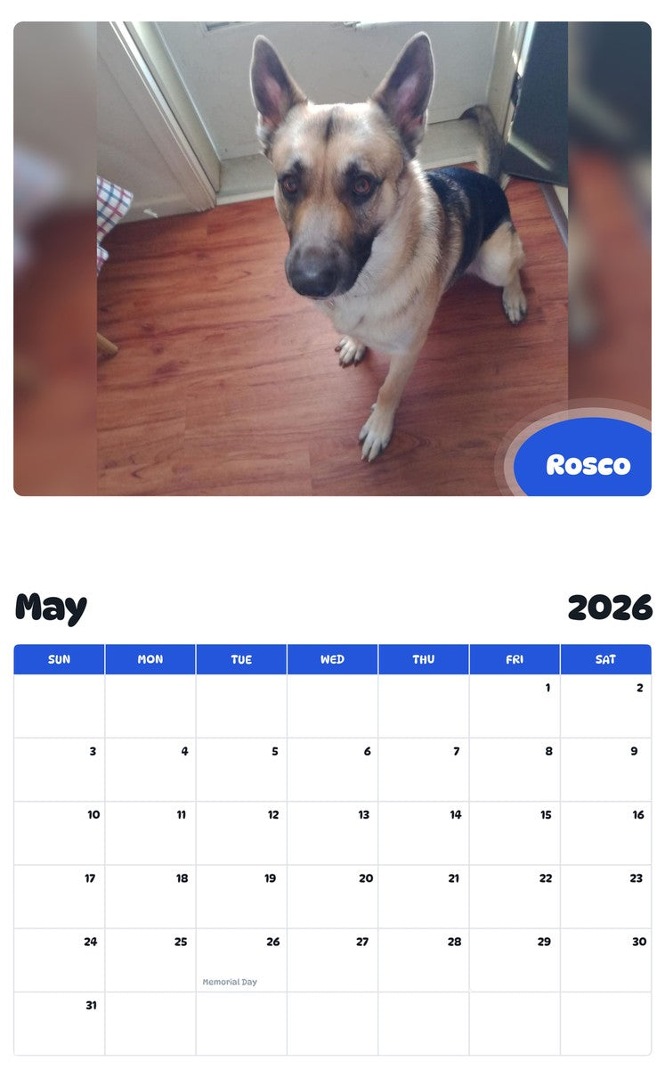 2026 - 2027 Rosco - Pawidols Pet Calendar